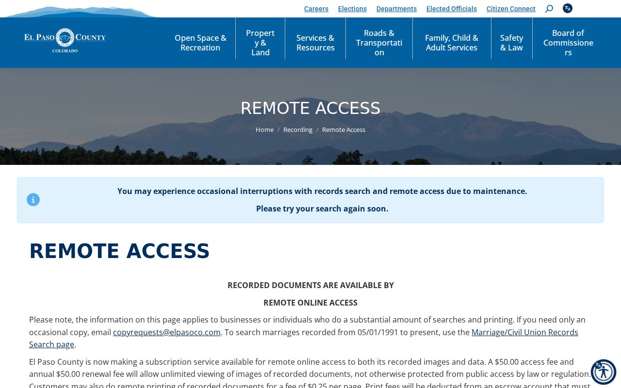 El Paso County Clerk of Court and recorded document remote access