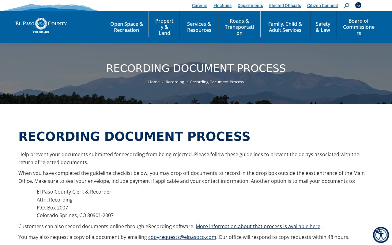 El Paso County Clerk of Court certified copy request and recording process distinction