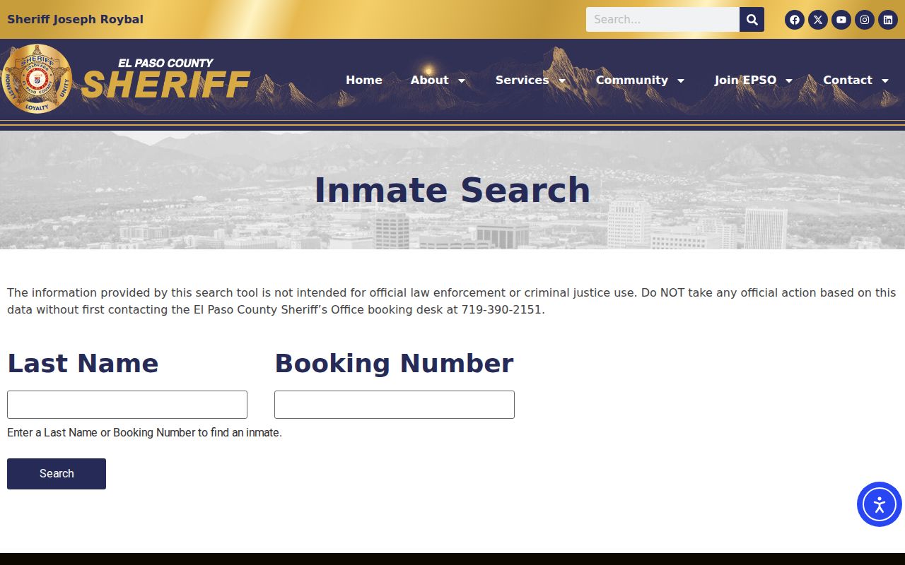 El Paso County arrest records inmate search source