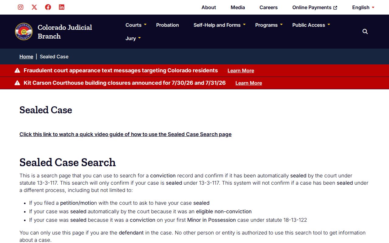El Paso County court records sealed case search through Colorado Judicial Branch