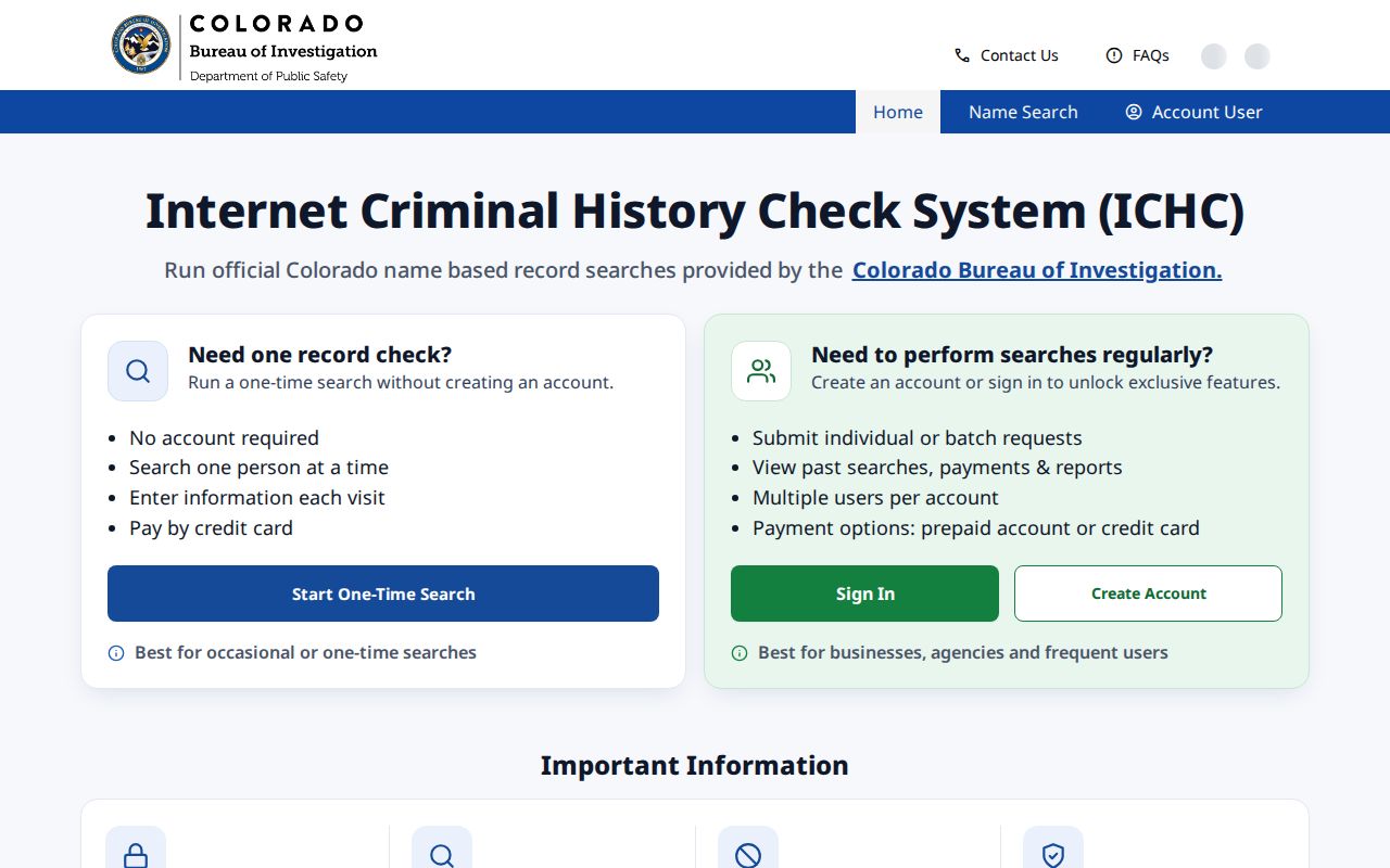 El Paso County criminal court records Colorado ICHC criminal history portal